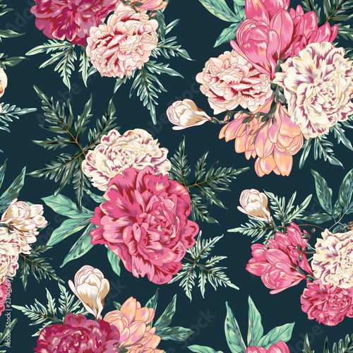 Wallpaper Mural Seamless Pink Peony Seamless Vector Wallpaper Torontodigital.ca