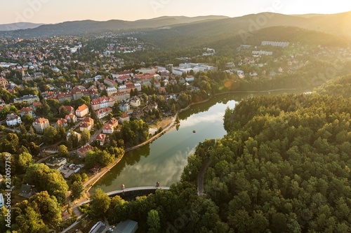 Aerial shot of Harcov dam in Liberec photo