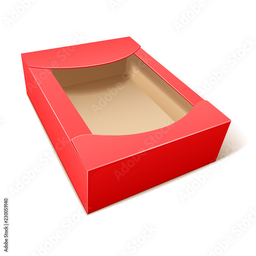 Empty red cardboard box
