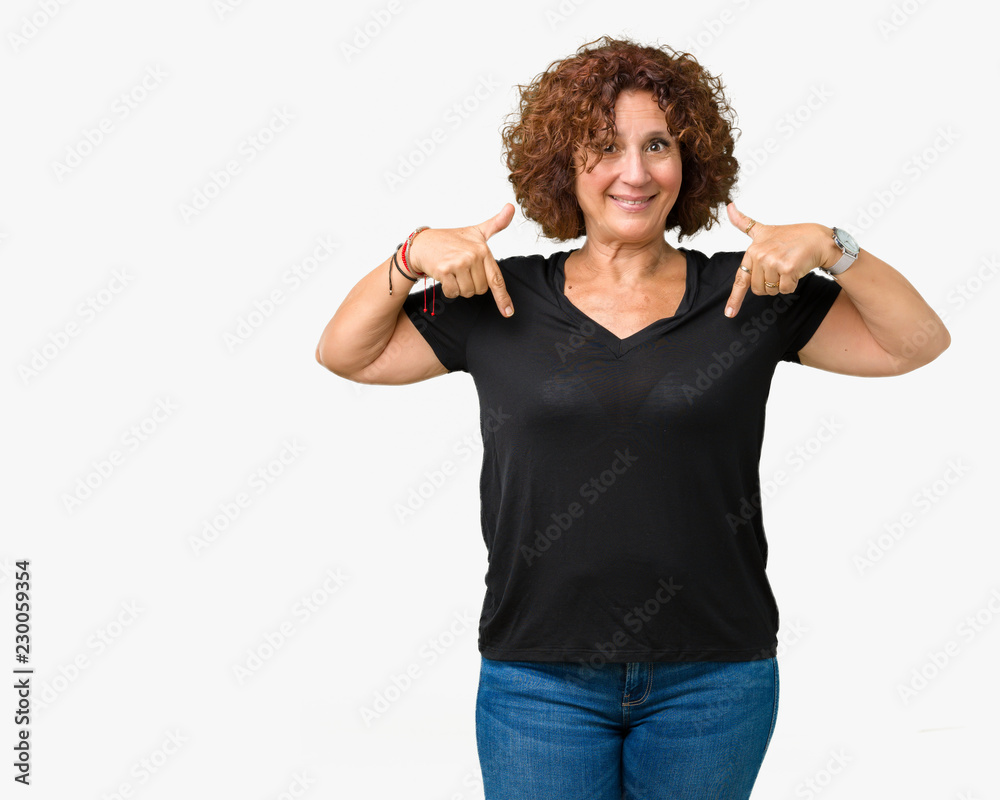 Beautiful middle ager senior woman over isolated background looking confident with smile on face, pointing oneself with fingers proud and happy. Beautiful middle ager senior woman over isolated background looking confident with smile on face, pointing oneself with fingers proud and happy.