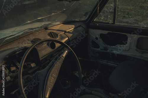 Old broken overgrown Soviet car © Sench