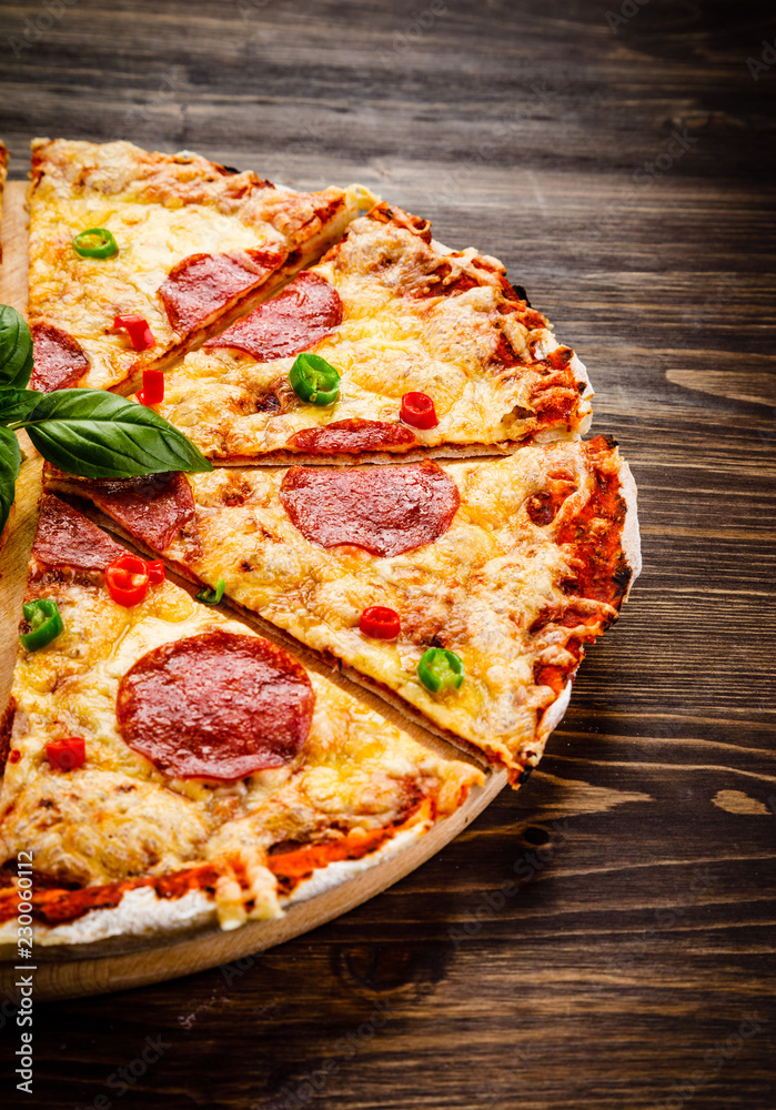 Pizza pepperoni with salami Pizza pepperoni with salami
