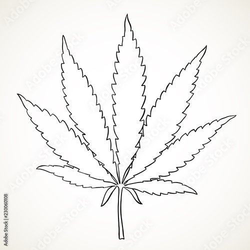 Hand drawn marijuana leaf