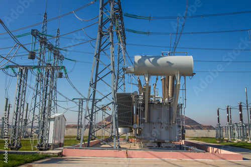 Power electrical substation with high voltage equipments