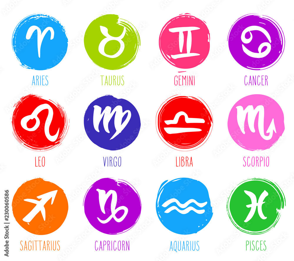 Hand drawn Zodiac signs set Hand drawn Zodiac signs set