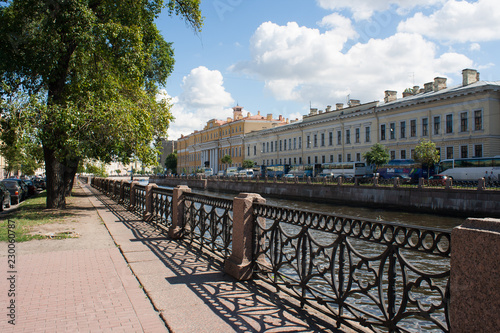 Embankment fence of the Moyka River in Saint Petersburg, Russia photo