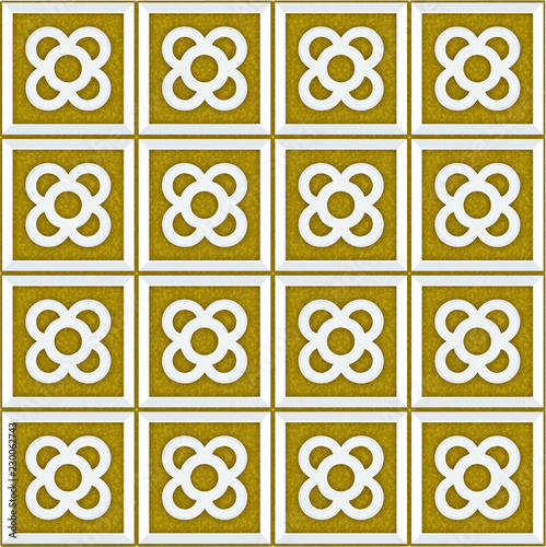 Tile el Panot de Flor Rosa de Barcelona Yellow Pattern	