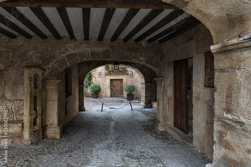 Typical street in the historical town of Pedraza. Segovia. Spain.