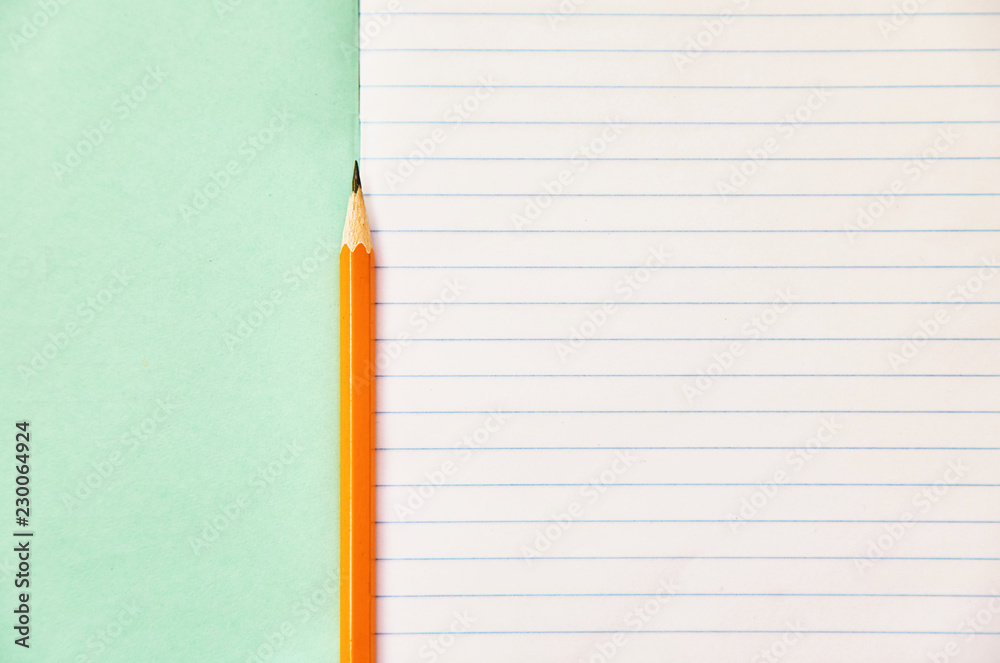 exercise book with pencil. exercise book with pencil.