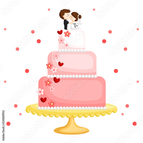 a  wedding cake with groom and bride