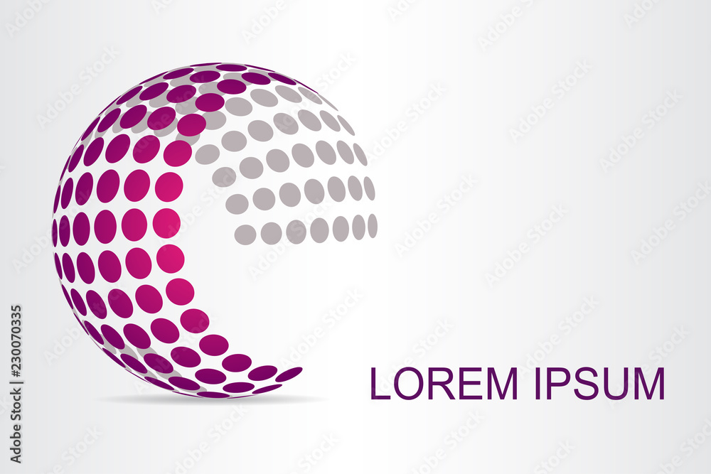 Abstract technology logo stylized spherical surface with abstract shapes. Abstract technology logo stylized spherical surface with abstract shapes.