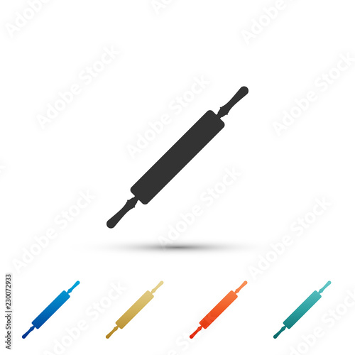 Rolling pin icon isolated on white background. Set elements in colored icons. Flat design. Vector Illustration