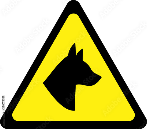 Warning sign with dog