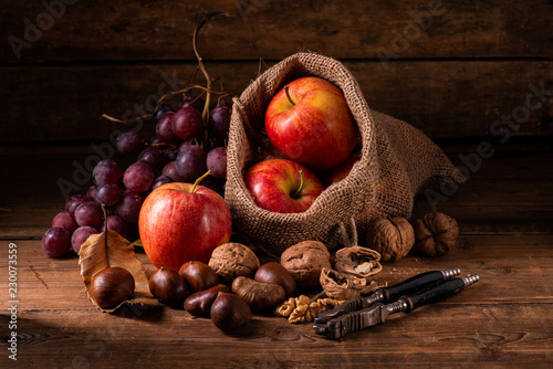 Seasonal fruit . Autumn colors and flavors photo