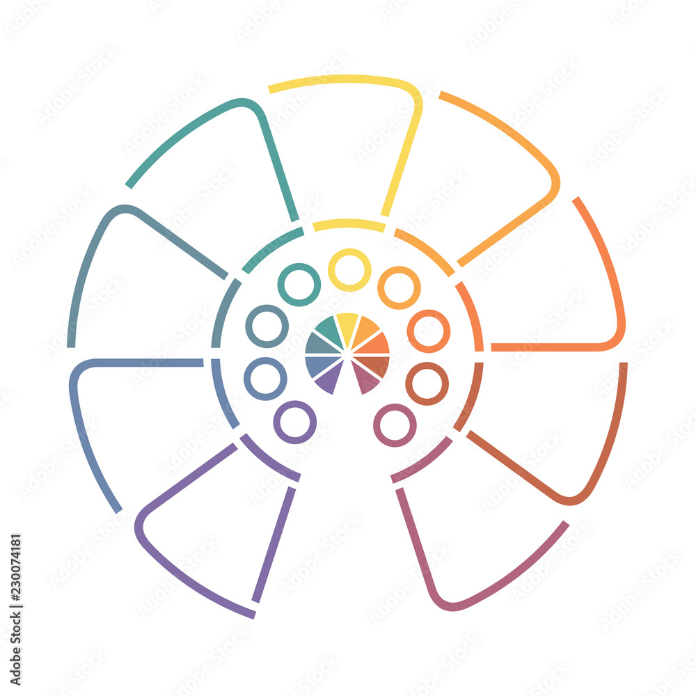Semicircle from Lines infographic 9 positions Semicircle from Lines infographic 9 positions