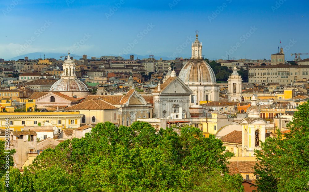 Panoramic view of historic center of Rome, Italy.