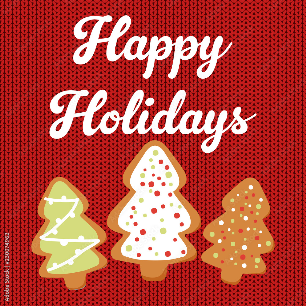 happy holidays post card illustration