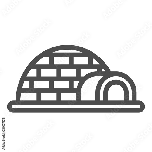 Igloo line icon. Icehouse vector illustration isolated on white. Antarctic outline style design, designed for web and app. Eps 10.