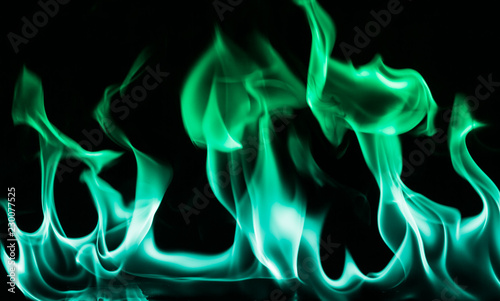 beautiful flame of green and blue color