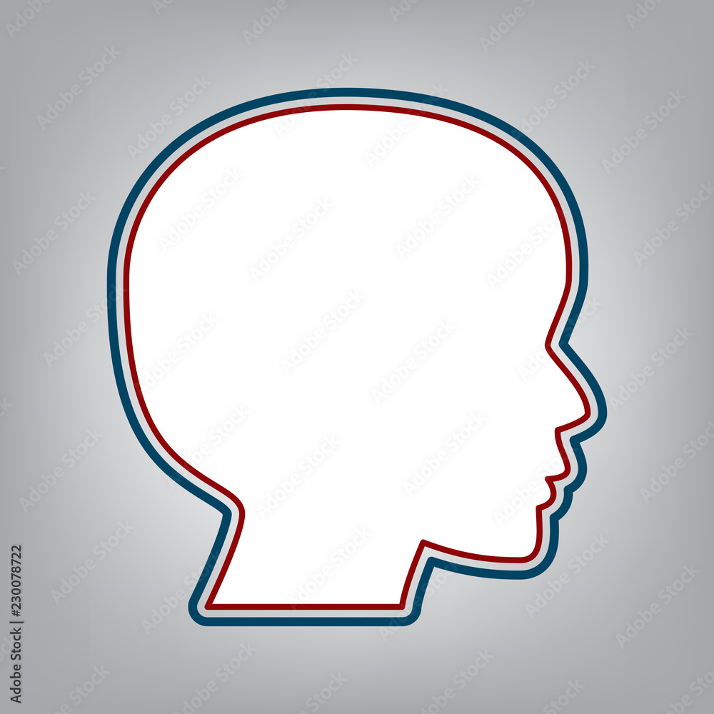 People head sign. Vector. Dark red, transparent and midnight gre