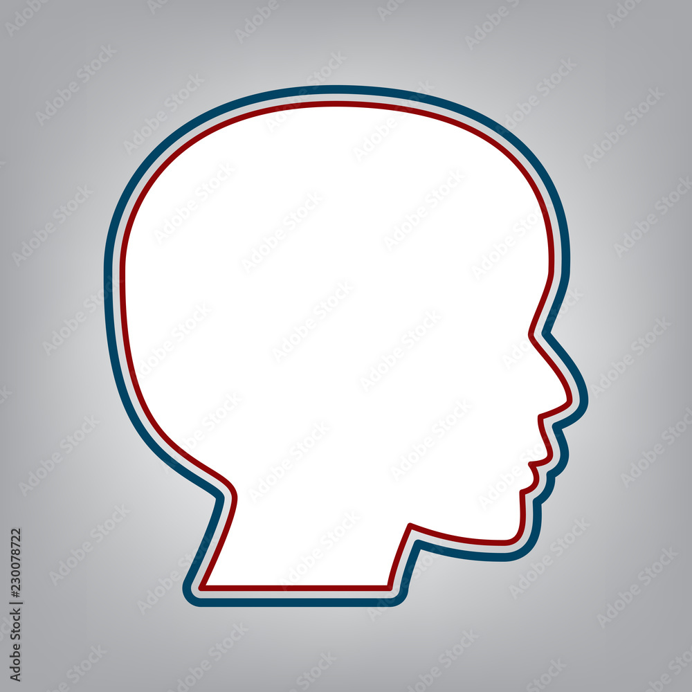 People head sign. Vector. Dark red, transparent and midnight gre People head sign. Vector. Dark red, transparent and midnight gre