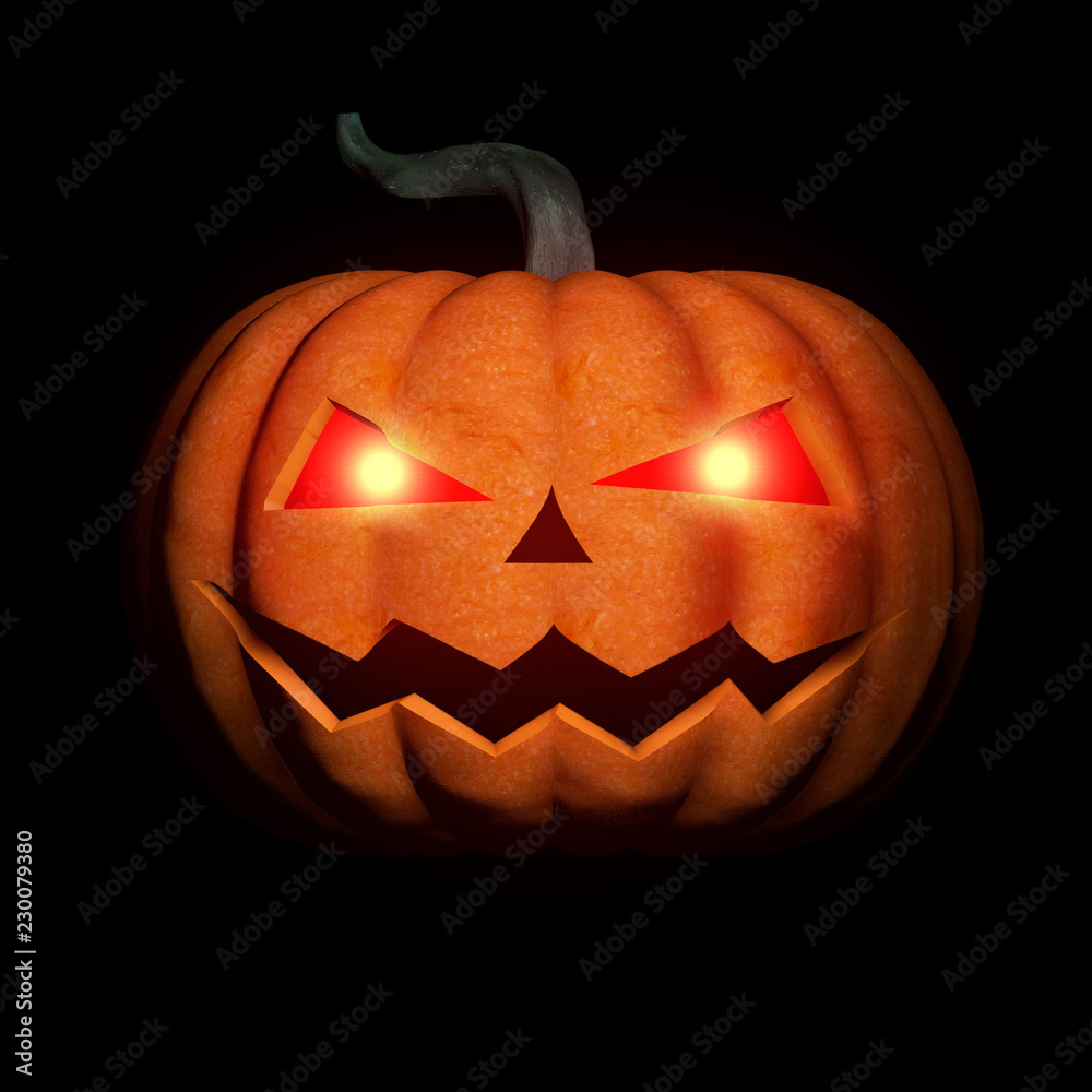 Halloween pumpkin with glowing eyes in the dark. Halloween pumpkin with glowing eyes in the dark.