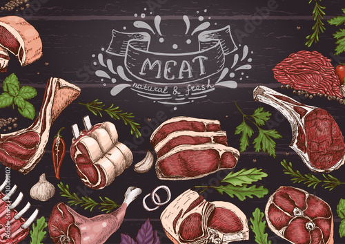 Horizontal background with meats