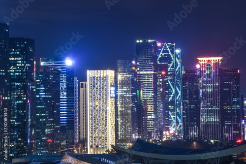 Wallpaper Mural SHENZHEN, CHINA, DECEMBER 21 2017: Modern skyline of Shenzhen by night Torontodigital.ca