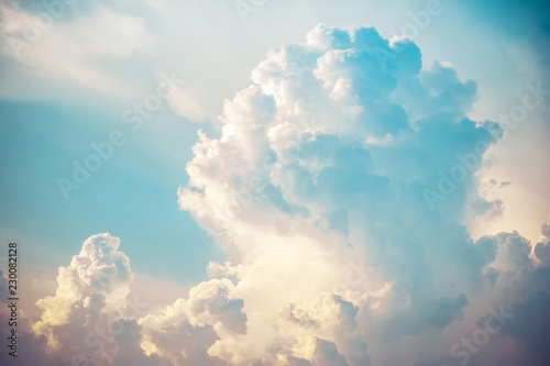 Blue sky and clouds background, Retro Vintage effect style pictures..