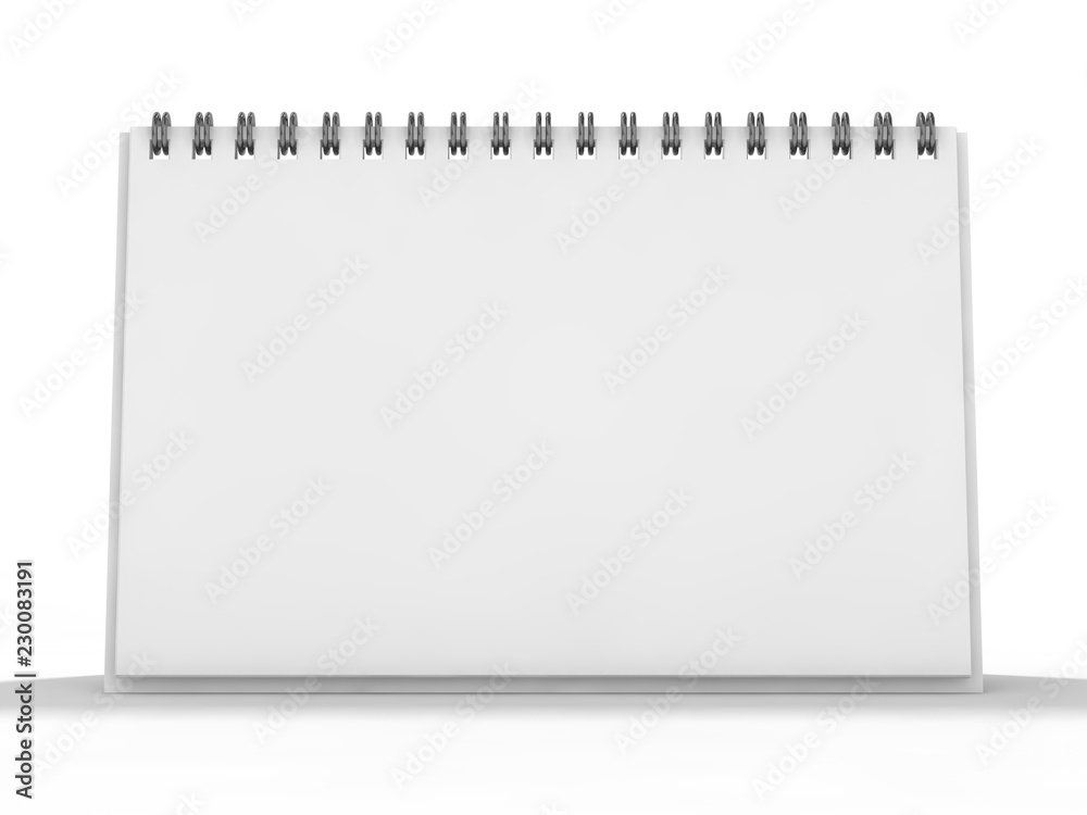 Empty desk calendar on table. Mockup design concept. 3D Empty desk calendar on table. Mockup design concept. 3D