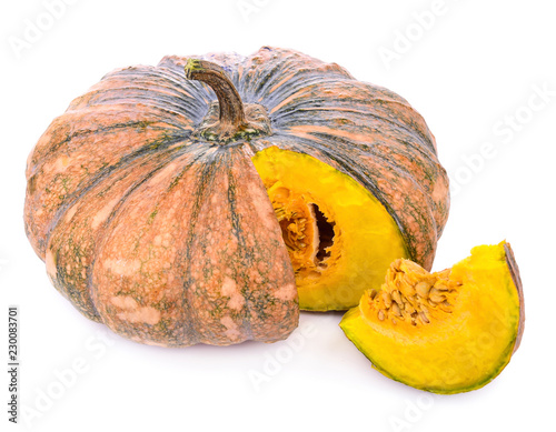 slice pumpkin isolated on white background.