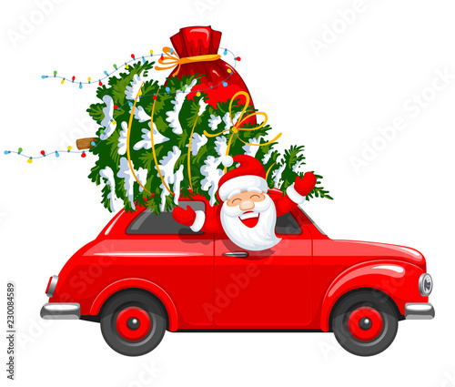 Christmas Character Santa In The Car