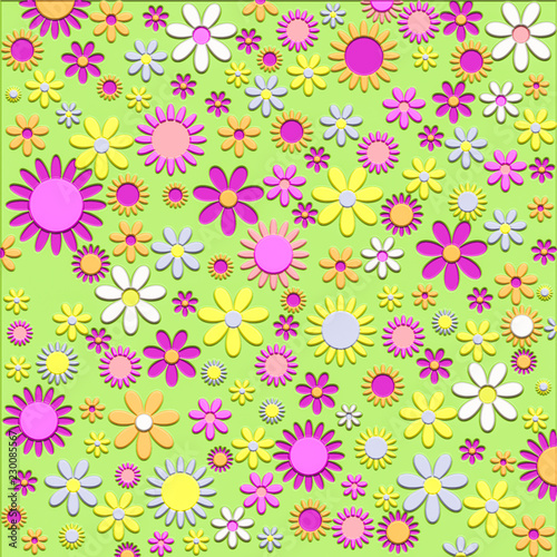 Colorful floral background, 3d illustration.