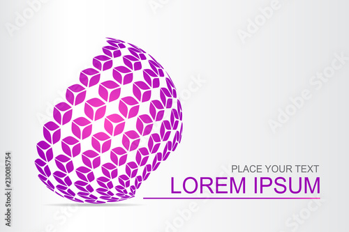  Abstract technology logo stylized spherical surface with abstract shapes.