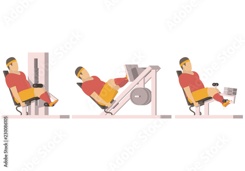 Overweight man training on exercise machine.