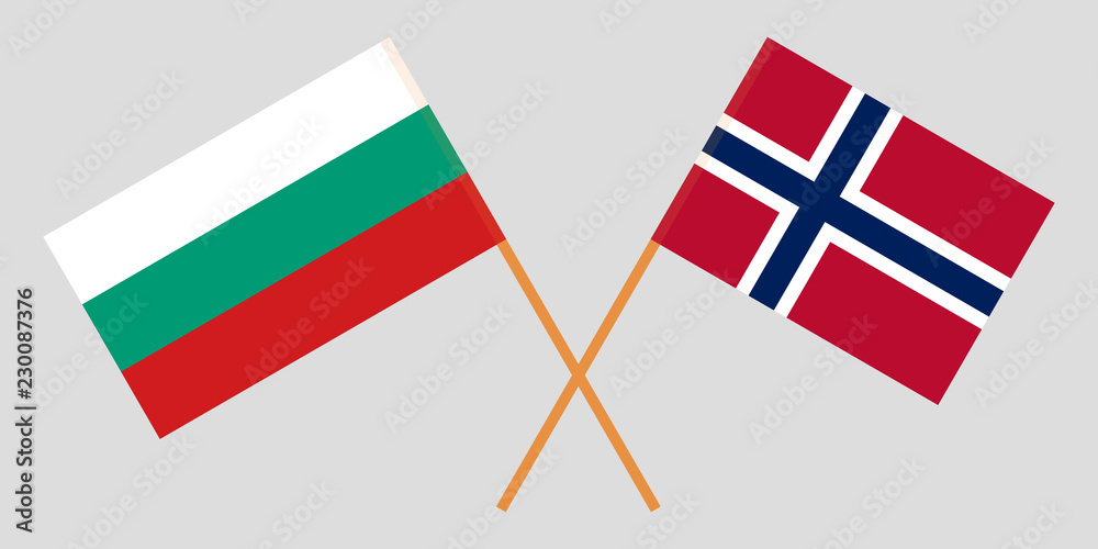 Norway and Bulgaria. The Norwegian and Bulgarian flags. Official proportion. Correct colors. Vector
