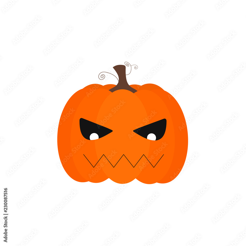 Vector of a simple pumpkin with bad face and black eyes. Vector of a simple pumpkin with bad face and black eyes.