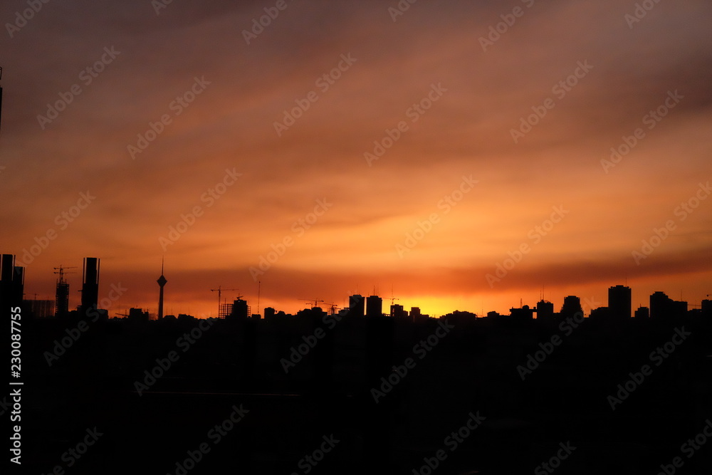 Silhouette view of Tehran Silhouette view of Tehran
