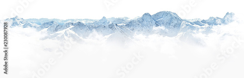 Panorama of winter mountains in Caucasus region,Elbrus mountain,