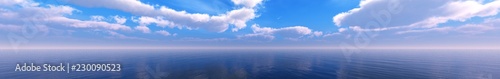 Panorama of clouds over the sea, seascape with clouds over the water, 