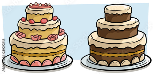 Cartoon tasty holiday cake vector icon set