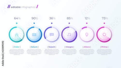 Vector modern editable infographic template with percentage diagrams