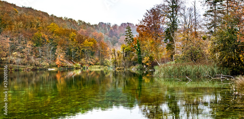 Autumn colors and reflections at Plitvice Lakes National Park