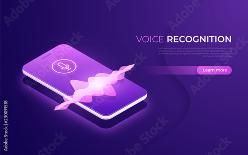 Voice recognition, personal ai assistant, search technology isometric concept