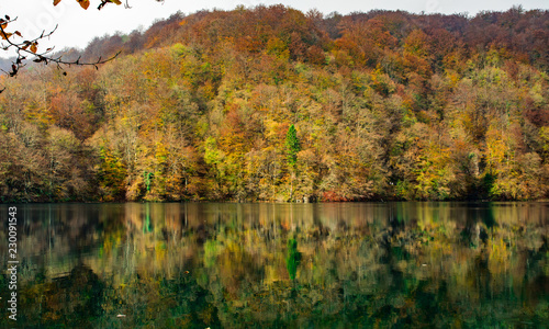Autumn colors and reflections at Plitvice Lakes National Park
