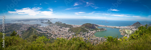 Panoramic aerial view of Rio de Janeiro with Sugar Loaf Mountain and Rodrigo de Freitas Lagoon - Rio de Janeiro, Brazil