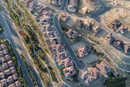 Aerial view of new hilltop housing in the Porter Ranch area of Los Angeles, California. photo