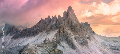 Mountain ridge view of Tre Cime di Lavaredo, South Tirol, Dolomites Italien Alps