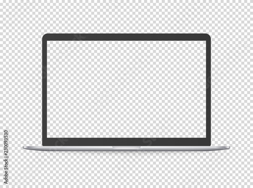 Modern laptop vector mockup. Vector object isolated on transparent background