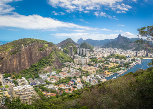 Aerial view of Rio de Janeiro with Babilonia Hill and Corcovado Mountain - Rio de Janeiro, Brazil